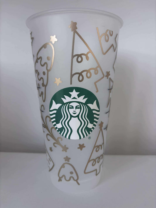 ** NEW ** - Starbucks Cup - Gold Christmas Trees - NEW ARRIVAL